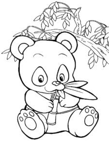 Happy bear fishing in the forest coloring page