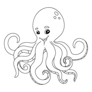 Happy octopus: big head, long arms coloring page