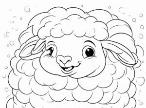 Happy sheep: wide grin & perky ear coloring page