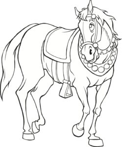 Horse & rider: a moment of anticipation coloring page