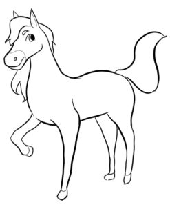 Horse’s timid gaze: a moment of connection coloring page