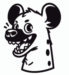 Hyena grin: two sharp teeth stare coloring page