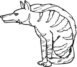 Hyena relaxing: tongue out, happy pup coloring page