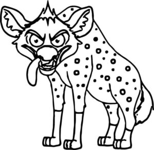 Hyenas: snarling predators with lolling tongues coloring page