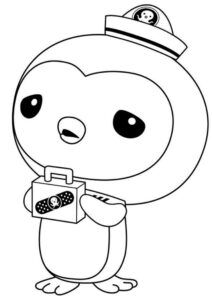 Injured penguin’s bandaged treasure box coloring page