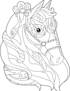 Intricate horse head captivates gaze coloring page