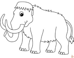 Kid drawing of mammoth coloring page