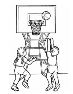 Kids chase orange ball: playful moment coloring page