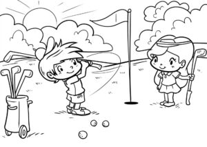 Kids golf: sun-dappled fun & forgotten treasures coloring page