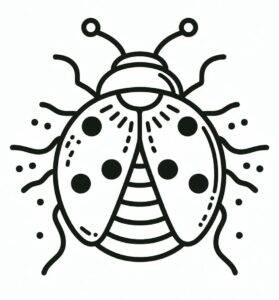 Ladybug dotted with black dots coloring page