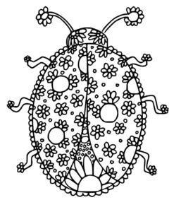 Ladybug on flower: nature’s beauty coloring page