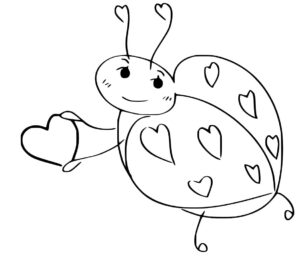 Ladybug heart: adorable insect art coloring page