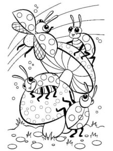 Ladybug magic: mushroom & bubbles coloring page