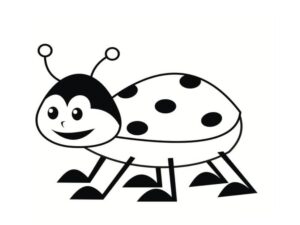 Ladybug smiles: tiny legs & black dots coloring page