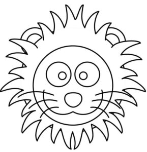 Lion face: striking line art coloring page