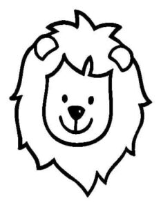 Lion head line art: black & white coloring page