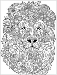 Lion head tattoo: intricate ink art coloring page