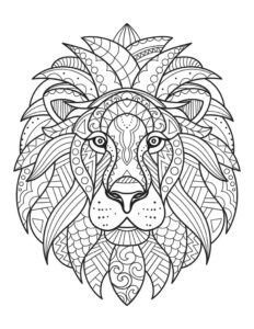 Lion head tattoo: intricate ink art coloring page