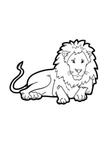 Lion’s majestic repose: golden halo coloring page