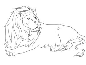 Lion’s rest: sun-drenched relaxation coloring page