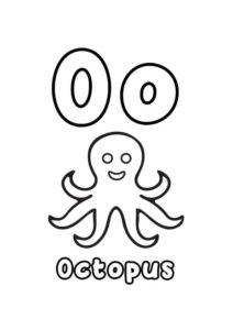 Little octopus with word banner coloring page