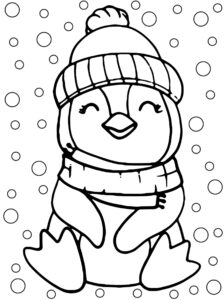 Lonely penguin braves arctic chill coloring page