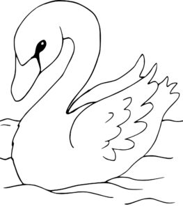 Lonely swan on a white bed coloring page