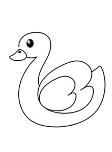 Lonely white swan gazes at horizon coloring page