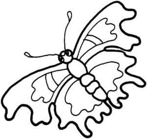 Long-tailed butterfly on curved leaf coloring page