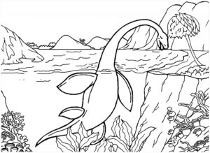 Majestic Plesiosaur Glides Through Ancient Sea Kingdom with Grace coloring page