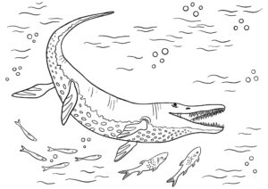 Majestic Prehistoric shark glides through ocean coloring page