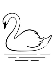 Majestic white swan gracefully gliding coloring page