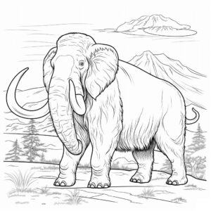 Mammoth in nature coloring page