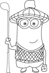 Minion golfer’s joy: hat & club up high coloring page