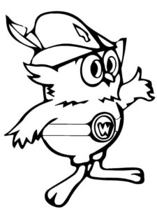 Mischievous owl: tiny & stylish coloring page