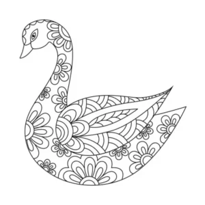 Moonlight swan: graceful water dance coloring page