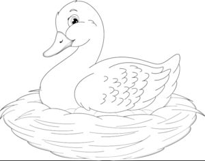 Mother duck’s unwavering watch over eggs coloring page