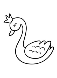 Mournful swan painting: crowned beauty coloring page