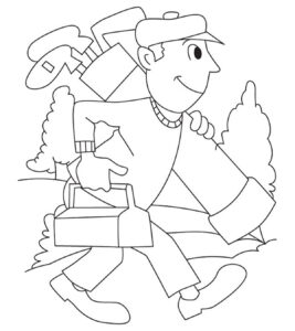 Mysterious man with briefcase: city noir coloring page