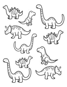 Nine Unique Dinosaurs Gathered Together: A Timeless Tale Revealed coloring page