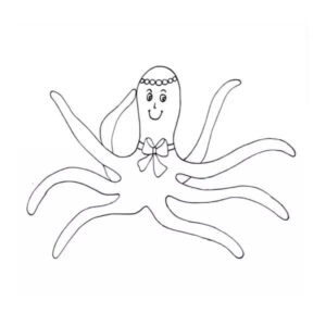 Octopus bride: bow tie & veil coloring page