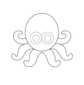 Octopus: eight arms, big eyes, long body coloring page