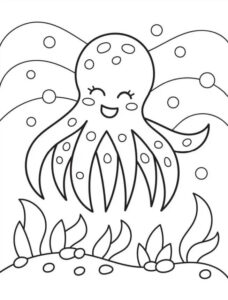 Octopus fireside: a surreal sea story coloring page