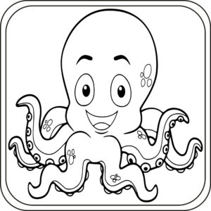 Octopus grin: a happy photo coloring page