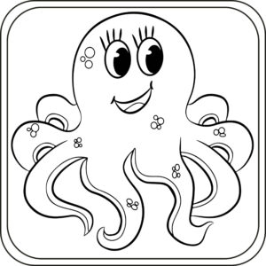 Octopus grin: one eye, one arm coloring page