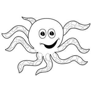 Octopus grin: one eye wide, one small coloring page