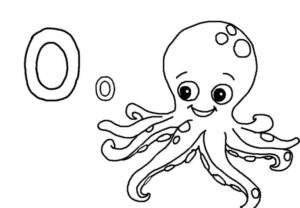 Octopus smiles in bubble bath coloring page