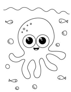 Octopus smiles for the camera coloring page