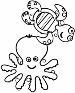 Octopus smiles: surreal dreamscape coloring page