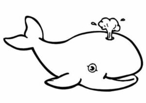 One-eyed whale spouts smoke in ocean coloring page